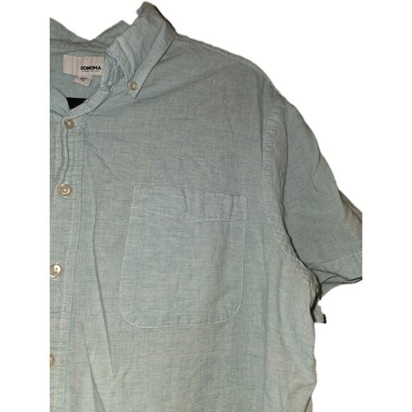 Sonoma Linen Blend Shirt Mens XL Blue Button Up Lightweight Beach Vacation - Picture 2 of 4